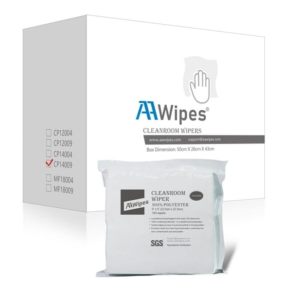 AAWipes Cleanroom Double Knit 100% Polyester Wiper 9"x9" (1 Box with 2,100 Wipes per 14 Bags, CP14009) Lint Free Cloths with Ultra-fine Filaments Ultra-Soft Wipes