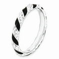 thumbnail image 3 of Solid 925 Sterling Silver Stackable Black Enameled Ring Eternity Band Size 10, 3 of 6