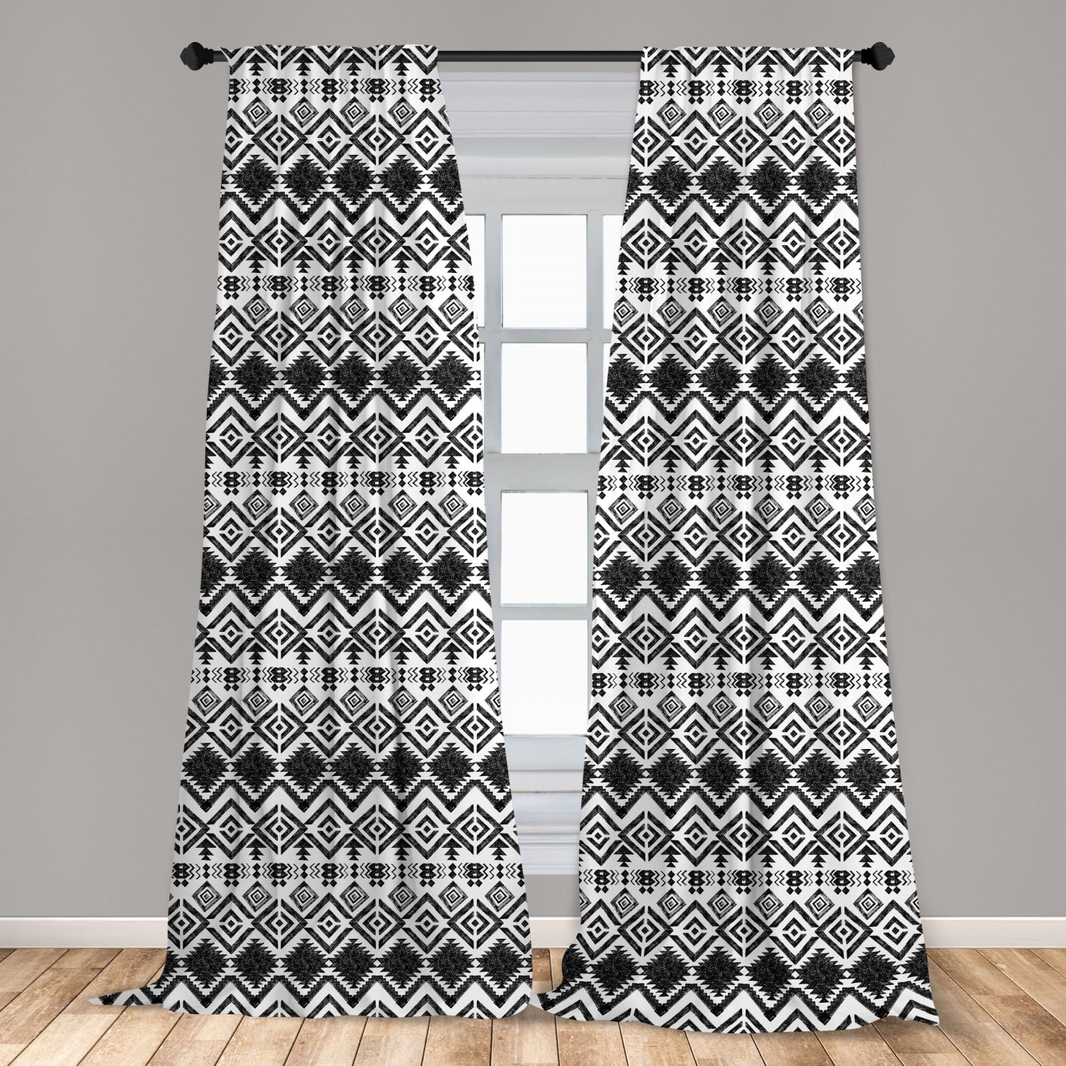 Black and White Curtain Panels Window Treatments Drapes Modern Curtains Decor 