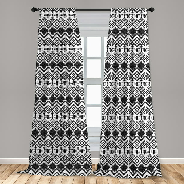 Modern Curtains 2 Panels Set Geometric, Modern Curtain Panels