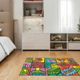 thumbnail image 2 of LaModaHome Non-Slip Rug Popular Red Rug: Graffiti Dancing Design Washable Mat Child Stain Resistant Living Room Kitchen Carpet - Size: 3,9X3,3ft(120X100cm), 2 of 5