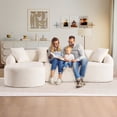 thumbnail image 3 of Timbernest 99" Modular Sectional Sofa with Pillows, Chenille L Shaped 3-Seater Couch with Deep Seat, White, 3 of 10