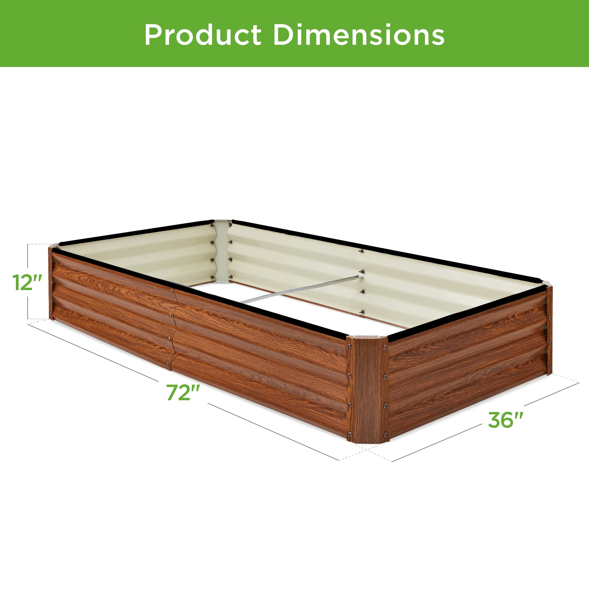 Best Choice Products 6x3x1ft Outdoor Metal Raised Garden Bed for Vegetables, Flowers, Herbs, Plants - Wood Grain
