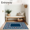 thumbnail image 3 of ODIKA 8'x10' Machine Washable Non-Slip Area Rug, Classic Yuletide Holly with Interlocking Snowy Branches High Traffic Rug with Pad, Navy, 610330, 3 of 8
