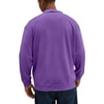 thumbnail image 4 of Zimjoy Purple Polo Shirts for Men Cotton Retro Long Sleeve Tops Casual V-Neck Washed Button Down Shirt Collared Lightweight Fall Clothes Muscle Gym, Purple 3XL, 4 of 4