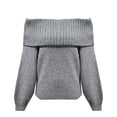 thumbnail image 5 of Kilaqueen Sweaters for Women Off Shoulder Long Sleeve Ribbed Knit Tops Solid Color Casual Loose Fit Trendy Sweater, 5 of 6