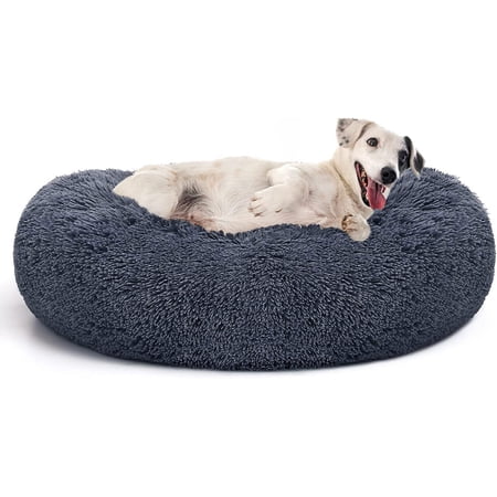 MIXJOY Orthopedic Dog Bed Comfortable Donut Cuddler Round Dog Bed Ultra Soft Washable Dog and Cat Cushion Bed (20''/23''/30'') (30'', Grey-Blue) M(30 x 30 ) Grey-Blue
