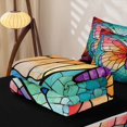 thumbnail image 6 of Homewish Colorful Butterflies Zipper Queen Comforter Set with Fitted Sheet and 2 Pillowcases,Watercolor Boho Glass Zipper Bedding Set,Black Reversible,4pcs, 6 of 8