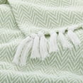 thumbnail image 3 of Americanflat 50x60 Throw Blanket, 100% Cotton with Fringe, Light Green and White Herringbone, all seasons blanket, 3 of 6