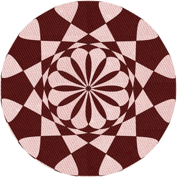 Ahgly Company Machine Washable Indoor Round Transitional Saffron Red Area Rugs, 7' Round