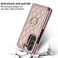 thumbnail image 7 of Compatible with Samsung Galaxy Z Fold7 Wallet Case,With Rotatable Ring Holder,Card Slots,with Magnetic Clasp Back Flip Kickstand,Heavy Duty Rugged PU Leather Shockproof Phone Case,Rosegold, 7 of 7