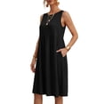 thumbnail image 6 of New Plus Size Dresses for Women Summer Fashion Solid Color Casual Round-Neck Sleeveless Dress With Pocket, 6 of 9