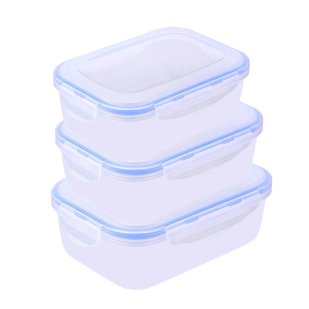 fashionhome 3pcs Food Storage Container with Lids Rectangular Plastic