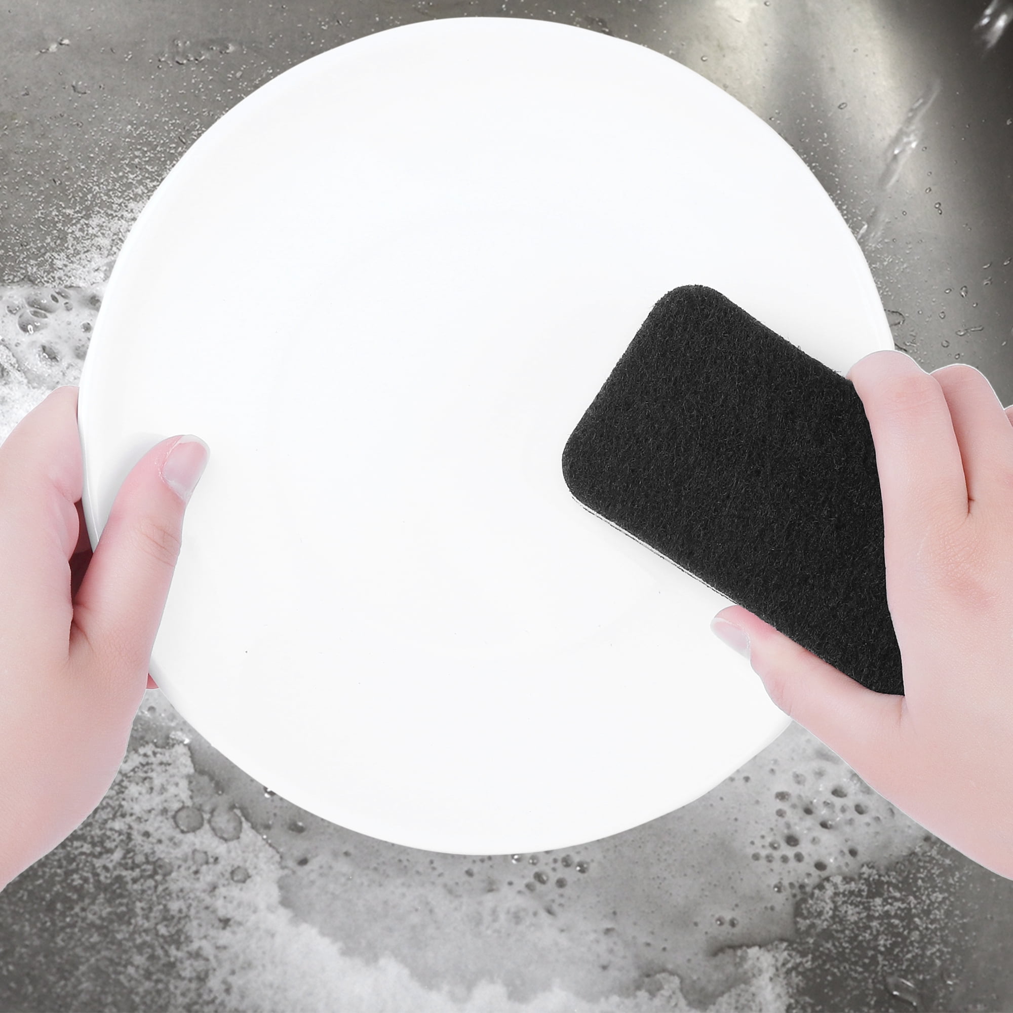 Unique Bargains Sponges Kitchen 25 Pcs Non-Scratch Scrub Dish Sponges Black
