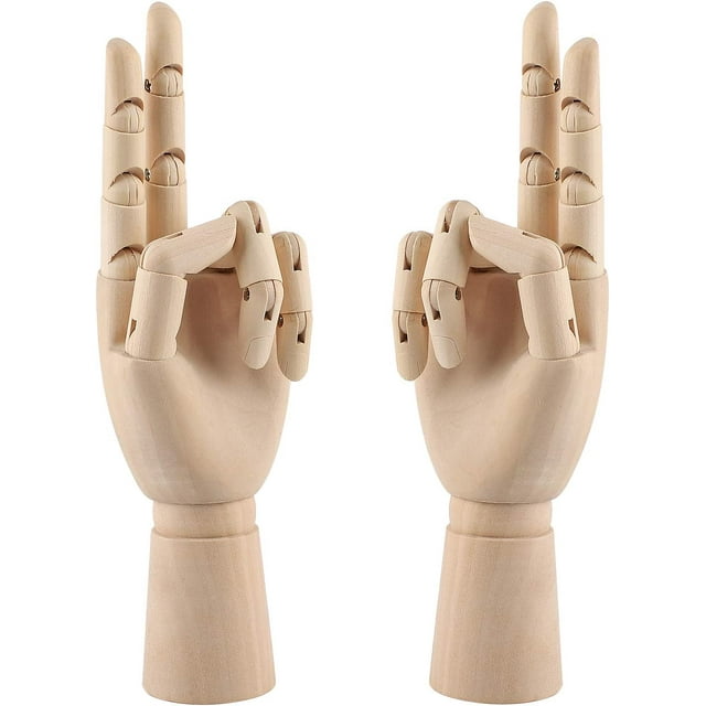 Xiao Hua 10 Inch Wooden Hand Model Flexible Moveable Fingers Manikin Hand Figure Left/Right Hand Model for Drawing, Sketching, Painting