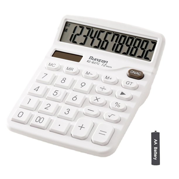 Calculadora NICOLEKAY, pantalla LCD grande de 12 dígitos, blanca