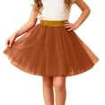 thumbnail image 2 of ZHOGXU Big Kids Girls Skirt Elastic Waist Solid Color Comfortable Stylish Mesh Tutu Skirts For Carnival Party And Daily Wear Coffee One Size, 2 of 4