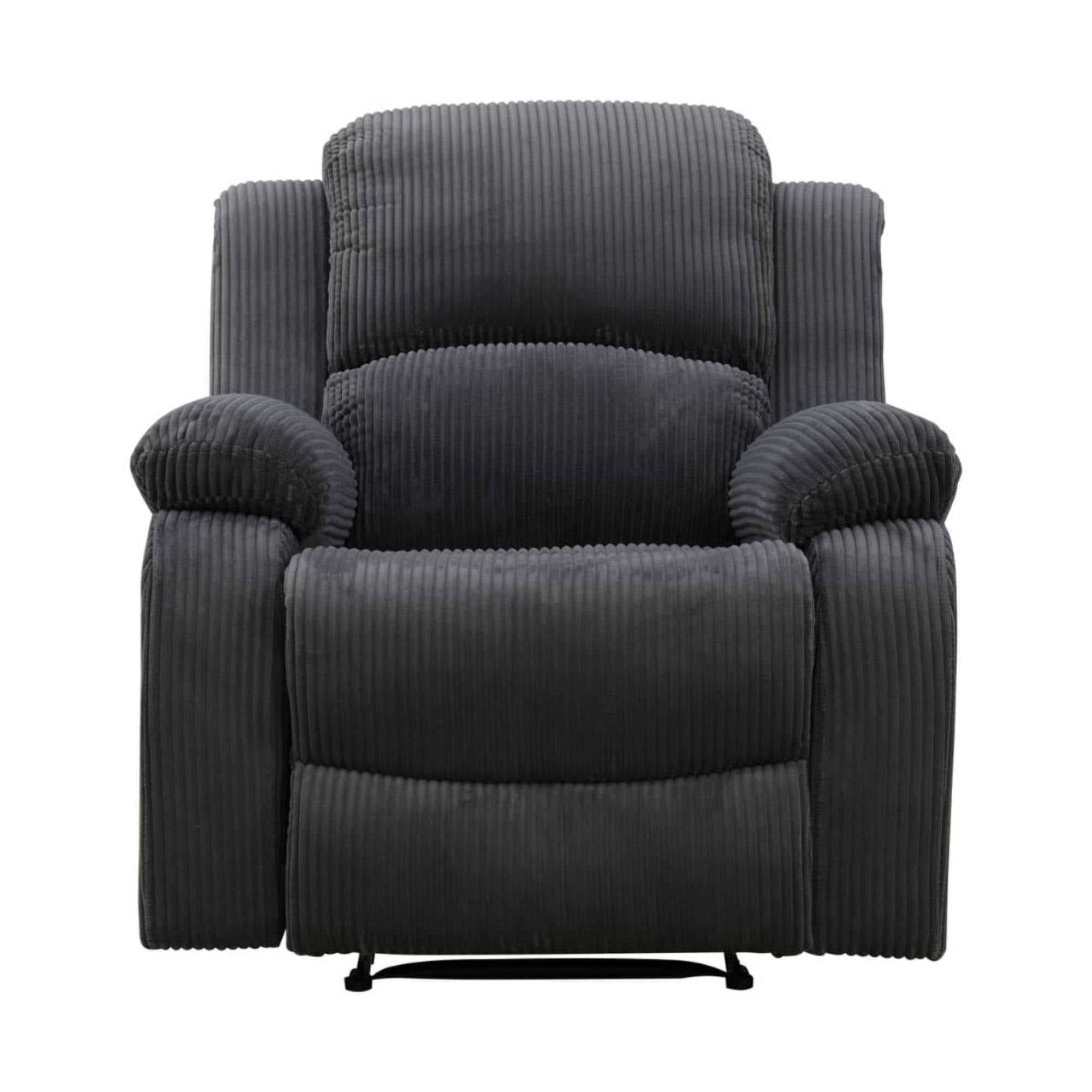 Modern Manual Recliner Chair Corduroy Reclining Sofa Couch Home Theater Seating for Living Room, Dark Grey