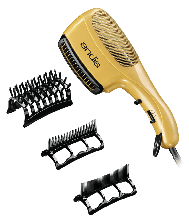 Andis Ceramic Ionic Hair Dryer with Bristle Brush, Fine-Tooth & Wide-Tooth  Pick, 1875 Watts, Yellow - Walmart.com