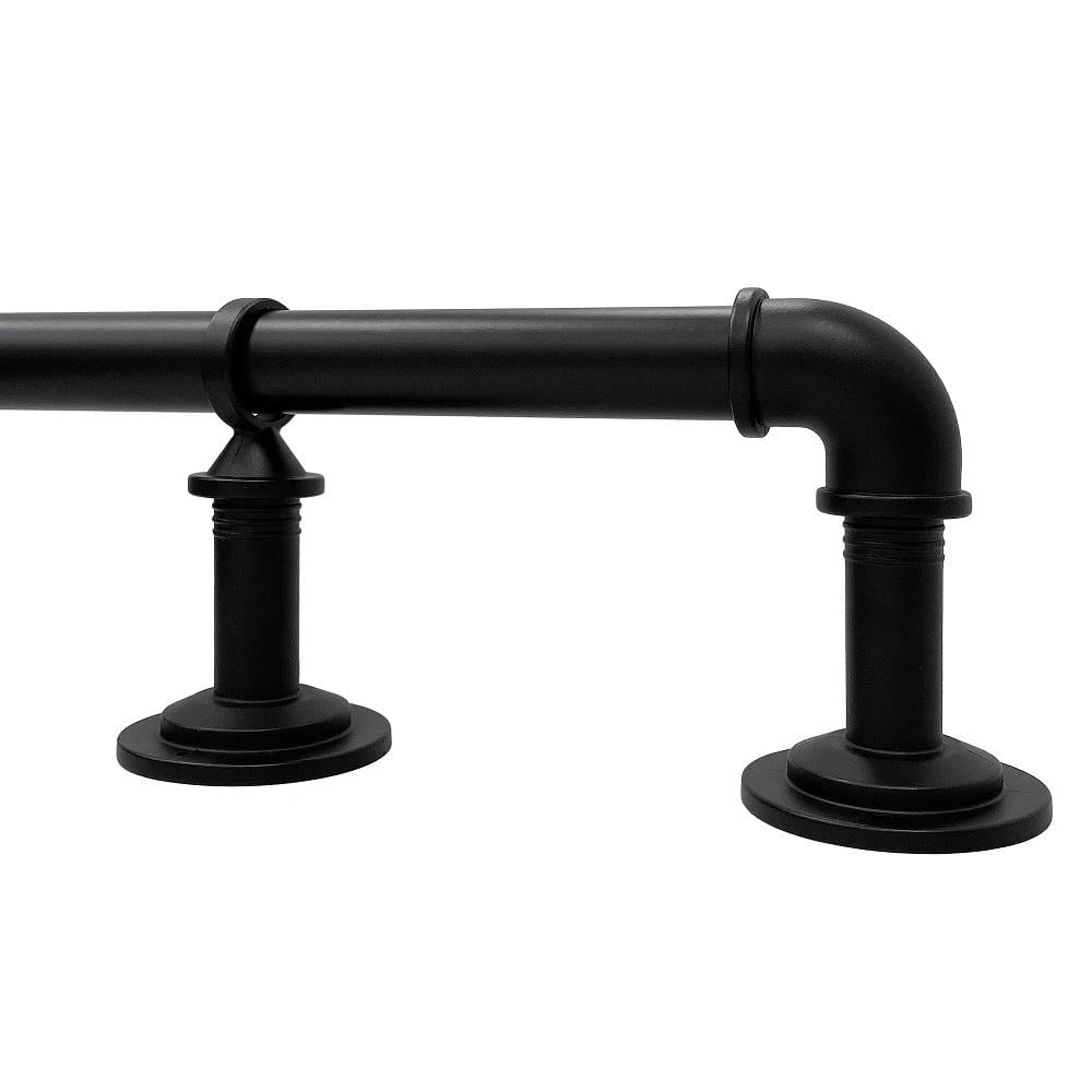 Lumi 1" Matte Black Wraparound Single Curtain Rod, 72-144"
