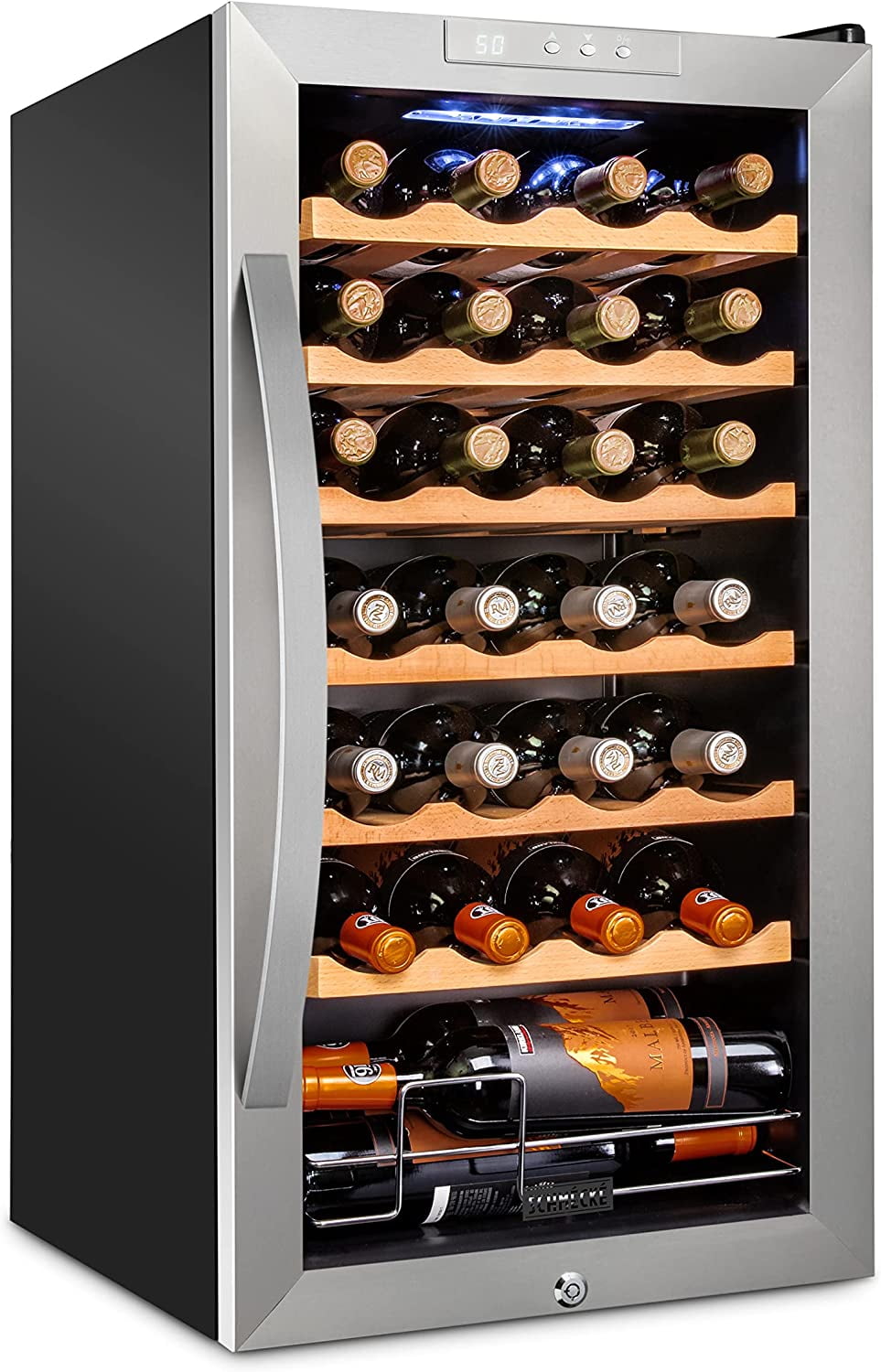 Schmecke Wine Fridge, Freestanding Wine Refrigerator, 28 Bottle Wine