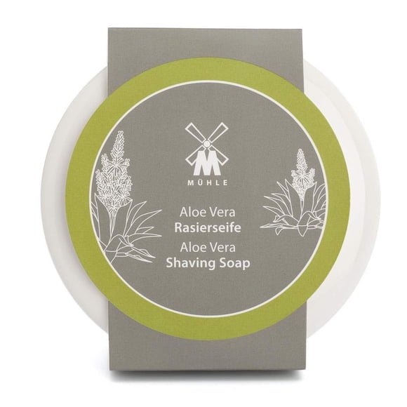 MHLE SHAVE CARE Plato de porcelana incl. Jabón de Afeitar Aloe Vera 65g