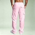 thumbnail image 5 of Dwellite Baggy Cargo Sweatpants for Men Wide Leg Jogger Pants Loose Fit Fashion Solid Color Trousers with Pockets Pink 3XL, 5 of 6