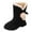 Black, variant on Joykidd Girls Christmas Pom‑Pom Winter Snow Boots Soft Fleece Flatform Fold-Over Mid-Calf Boots with Satin Bow for Cold‑Weather Outdoor Holiday Wear