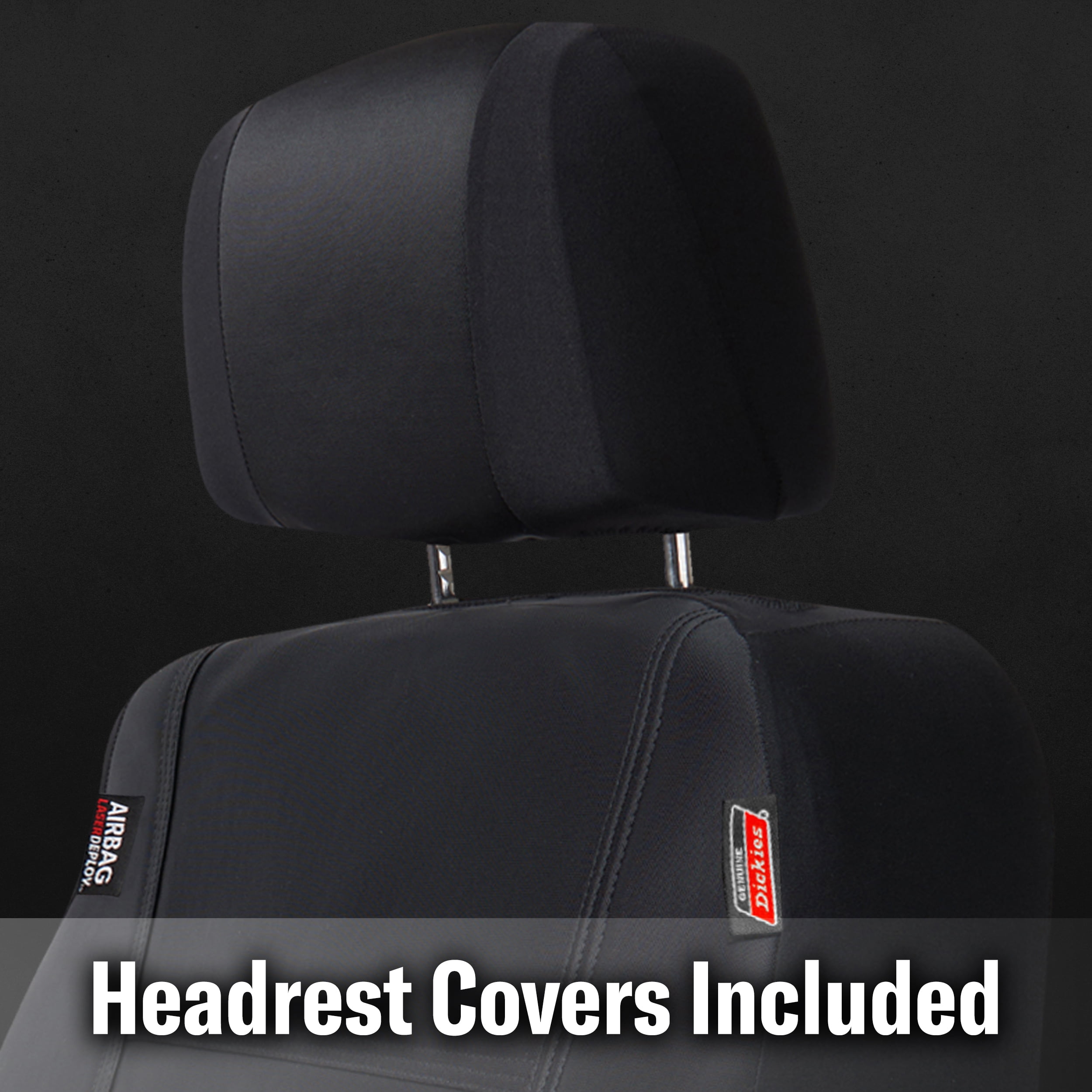 Genuine Dickies 2-Piece Black Puncture-Resistant Front Car, Truck, SUV Seat Covers, Protect from Pets, Universal Fit