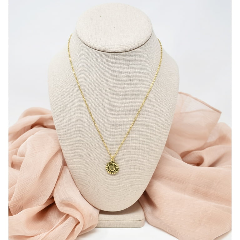Sunflower Necklace and Earrings Set in Gold Plated Pewter. Sunflower Necklace. Sunflower Earrings. Sunflower necklaces for women. jewelry sets for