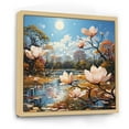 thumbnail image 2 of Designart "White Pcoral Magnolias landscape Pointillism Dot" Floral Floater Framed Canvas Wall Art, 2 of 7