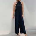 thumbnail image 5 of CHUMUD Womens Dressy Jumpsuits Long Pants Sleeveless Halter Jumpsuits Loose Wide Leg Casual Jumpsuit, 5 of 7