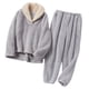 thumbnail image 2 of Conjunto de Pijamas de franela Yinane para mujer 2 piezas Gris L, 2 of 7