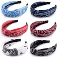 thumbnail image 1 of 6 Piezas Diadema con Nudo Superior Diademas Boho de Paisley Diademas con Nudo Cruzado Vintage Diadema con Nudo Retorcido Diadema Ancha Compatible con Mujeres y Niñas, 1 of 5