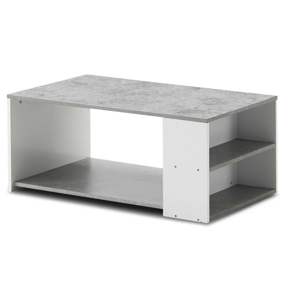 Finihen Coffee Table, Sofa Side Table with Storage Shelves, for Living Room, Reception Room, Office, Gray Finihen Coffee Table, Sofa Side Table with Storage Shelves, for Living Room, Reception Room, Office, Gray