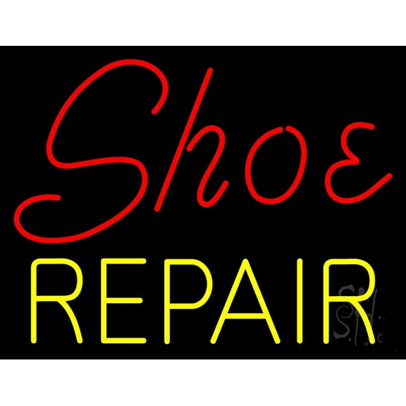 Shoe Repair LED Neon Sign 24 x 31 - inches, Black Square Cut Acrylic Backing, with Dimmer - Bright and Premium built indoor LED Neon Sign for store interior Décor, Storefront.