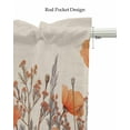 thumbnail image 5 of Faux Linen Valances for Windows Orange Poppy Flowers Watercolor Floral Plants Retro Linen Curtains Valance Light Filtering Rod Pocket Small Window Treatment for Kitchen Living Room Bedroom 42x18In, 5 of 6