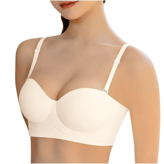 Guluxicc Balconette Bra for Women No Underwire Push Up Bra Seamless Wireless Bras, White, XL