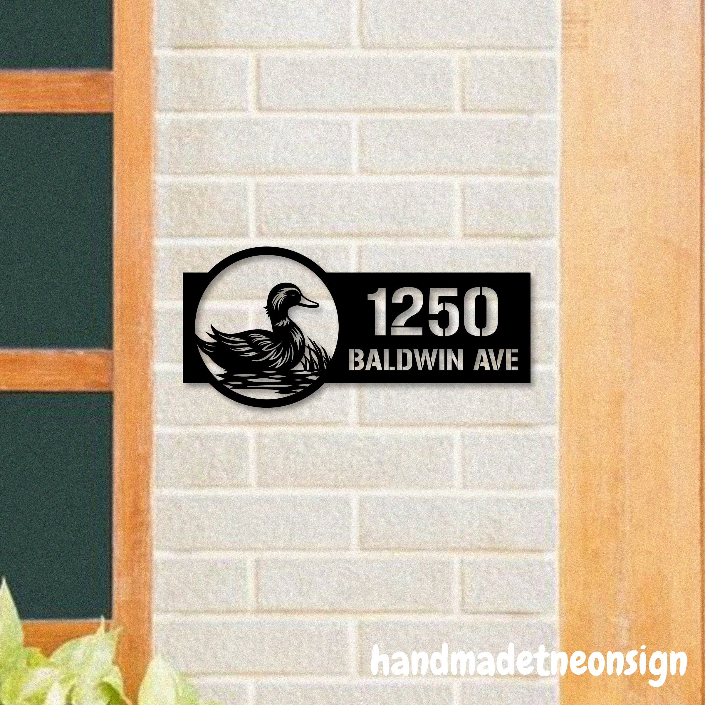 Handmadetneonsign Duck House Number, Duck Home Address Metal, Custom Outdoor House Address Sign 70148