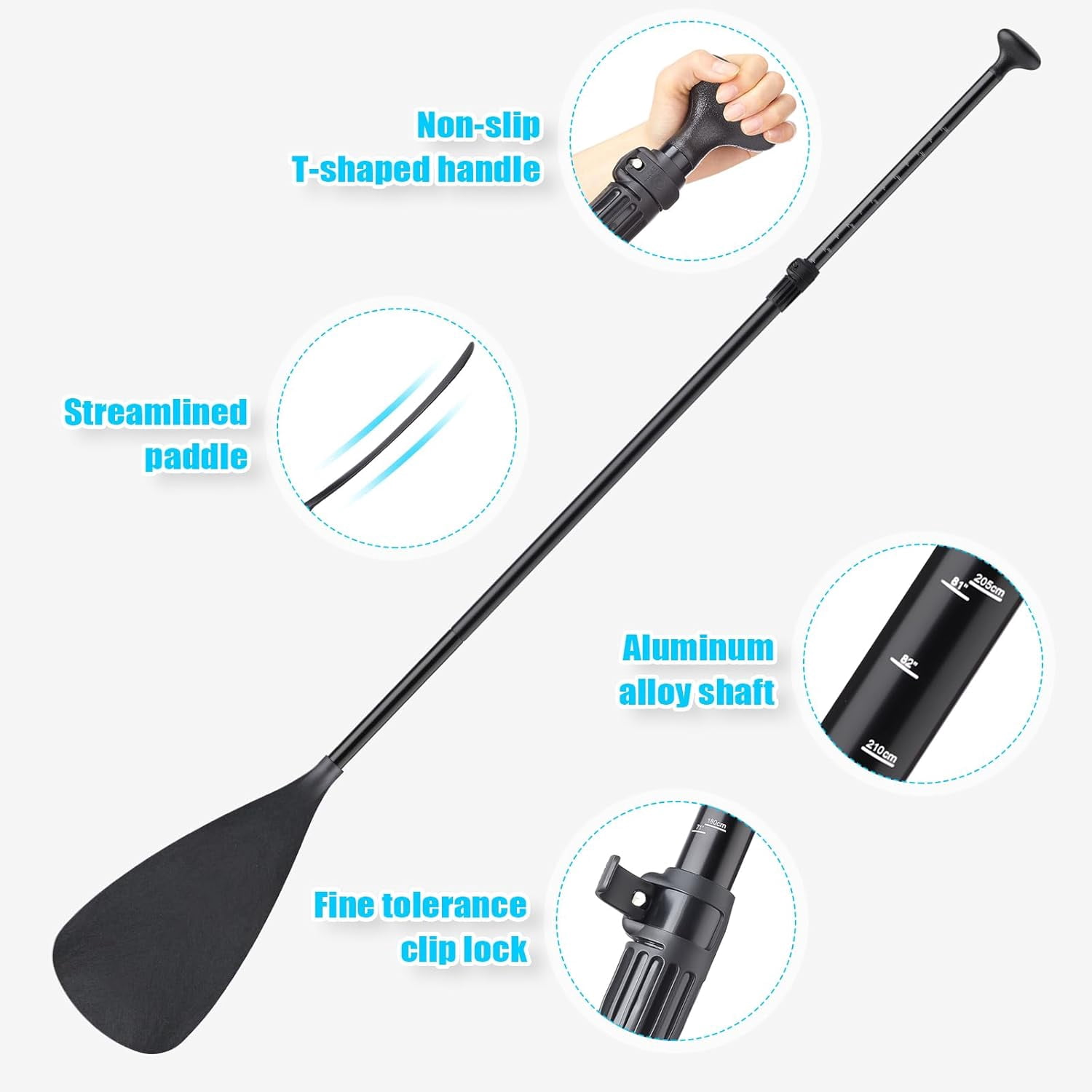 Adjustable Detachable Stand Up Paddle Board Oar Set Aluminum Alloy Shaft Kayak Surfing Fishing
