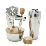 MoDRN Scandinavian 7 Piece Bar Tool Set with Mango Wood Accents
