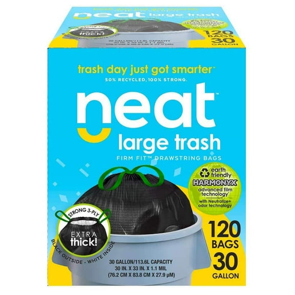 30 Gallon Black and White Large Trash Bags (120-Count)