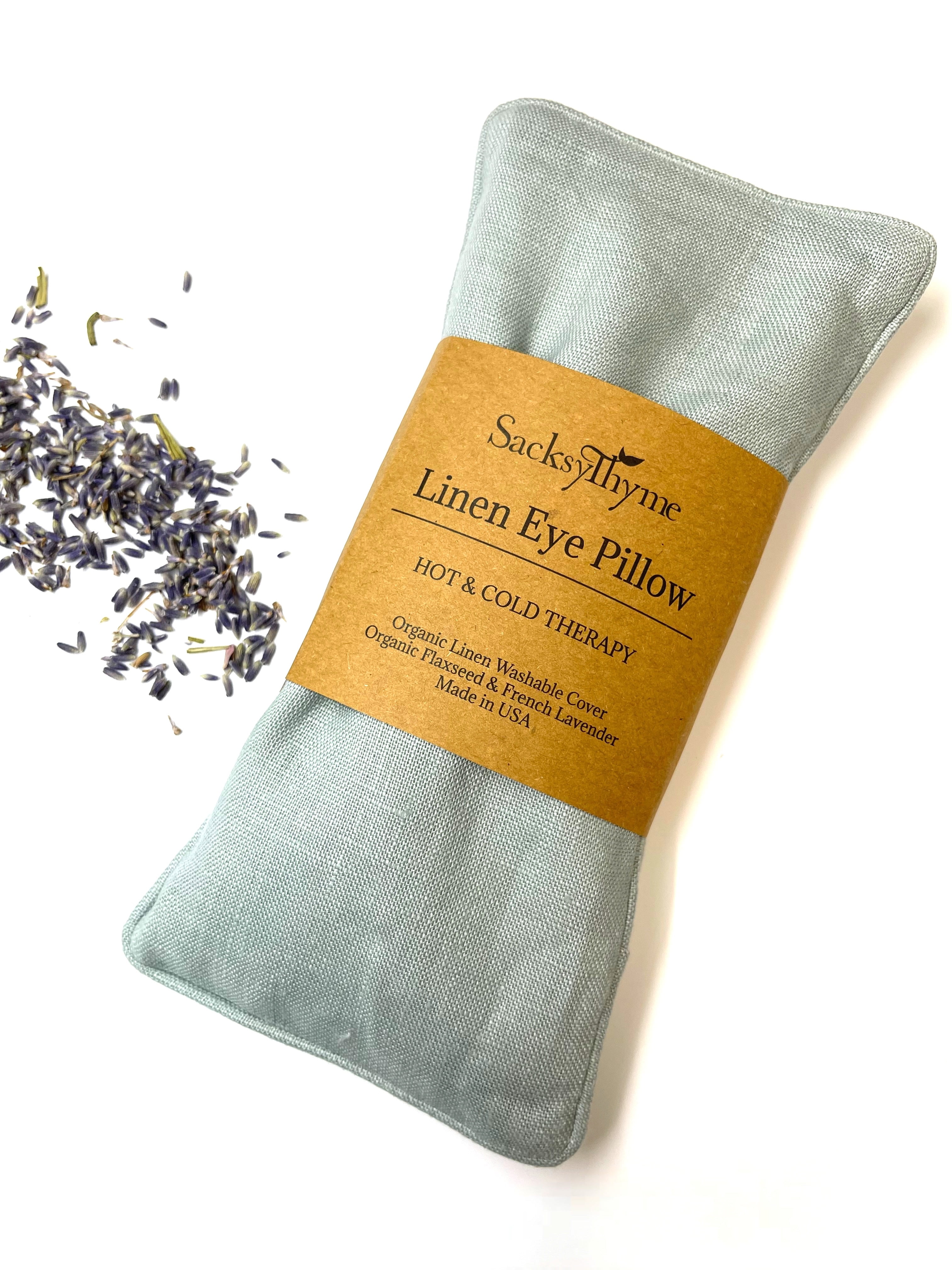 SacksyThyme Linen Eye Pillow, Flaxseed and Lavender Stress Relief Eye