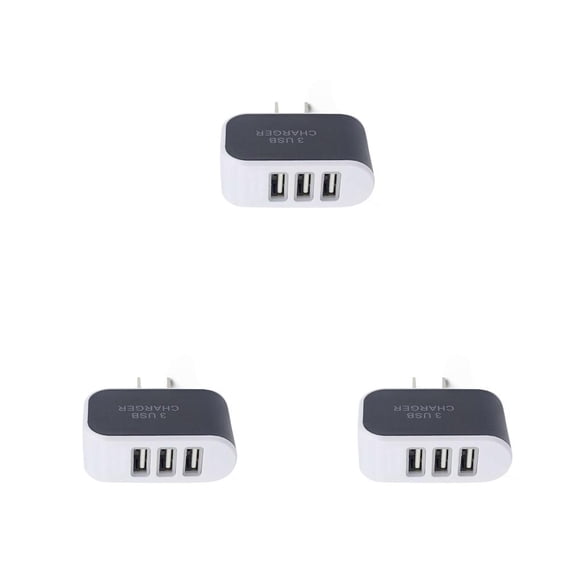 Wisewang Wall Charger 3 Port Plug Small Compact USB Power Adapter Safe Phone Charging Cell Phones Cameras Socket Mobile Black 3Set