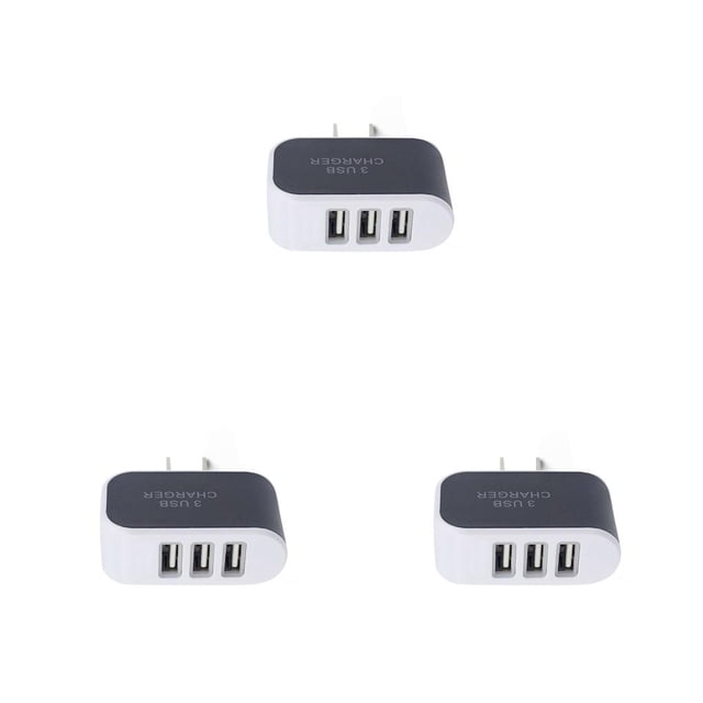 Wisewang Wall Charger 3 Port Plug Small Compact USB Power Adapter Safe Phone Charging Cell Phones Cameras Socket Mobile Black 3Set