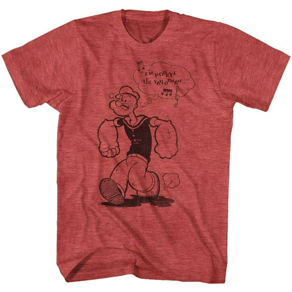 Popeye Sailorman Red Heather Adult T-Shirt 5Xl