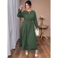 thumbnail image 4 of Women V Neck Short Sleeve Tied Elegant Casual Daily Dress Green 4XL, 4 of 8