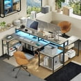 thumbnail image 6 of Bestier 71 inch L-Shaped Gaming Desk with Power Outlets LED Computer Office Table with Monitor Stand & Storage Shelf in Grey, 6 of 8