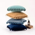 thumbnail image 5 of Granjero Gordo Funda de almohada decorativa de terciopelo suave con borlas, verde agua, 18'' x 18'', 5 of 5