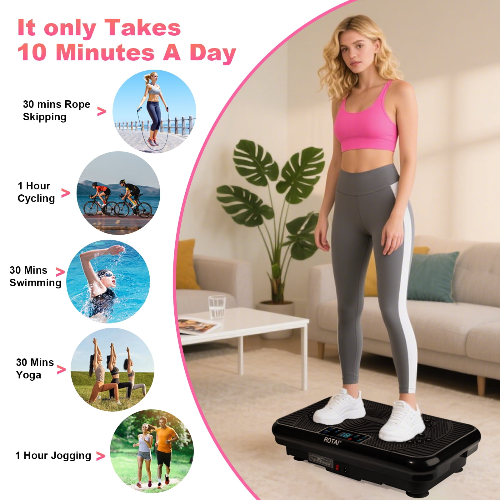 BEF Vibrating Plate Exercise Machine, 150 Watts for Women and Men, Net Weight 20lbs, Product Net Content Uom, Black